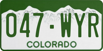 CO license plate 047WYR