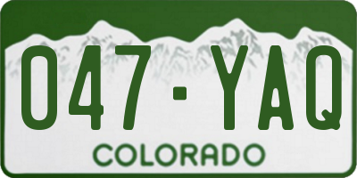 CO license plate 047YAQ