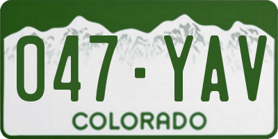 CO license plate 047YAV