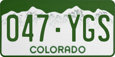 CO license plate 047YGS