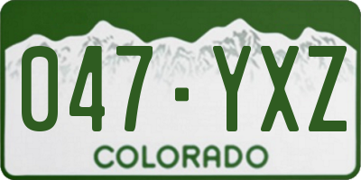 CO license plate 047YXZ