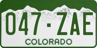 CO license plate 047ZAE