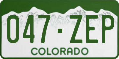 CO license plate 047ZEP