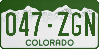 CO license plate 047ZGN