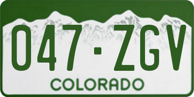 CO license plate 047ZGV