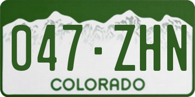 CO license plate 047ZHN
