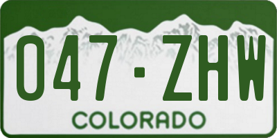 CO license plate 047ZHW