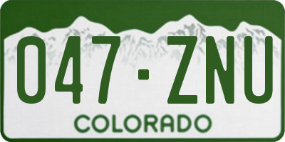 CO license plate 047ZNU