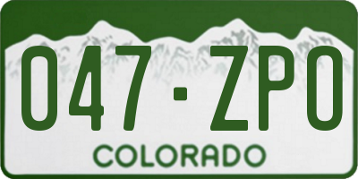 CO license plate 047ZPO