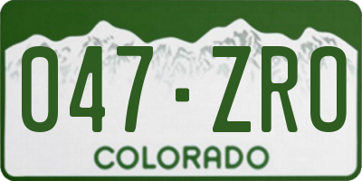 CO license plate 047ZRO