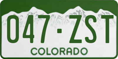 CO license plate 047ZST