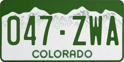 CO license plate 047ZWA