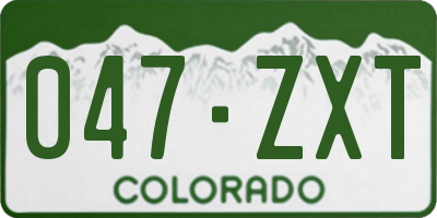 CO license plate 047ZXT