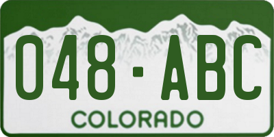 CO license plate 048ABC