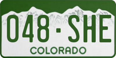 CO license plate 048SHE