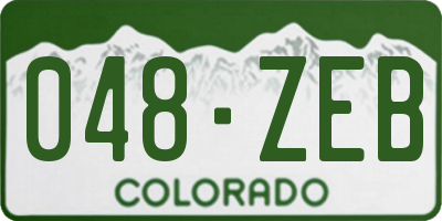 CO license plate 048ZEB
