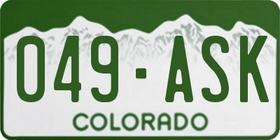 CO license plate 049ASK