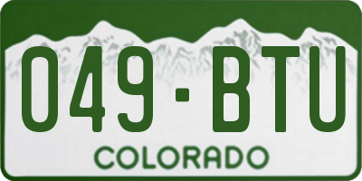 CO license plate 049BTU