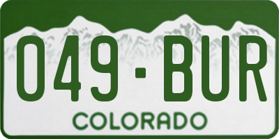 CO license plate 049BUR