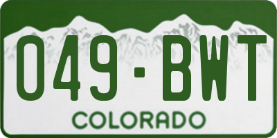 CO license plate 049BWT