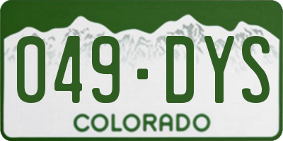 CO license plate 049DYS