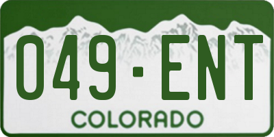CO license plate 049ENT