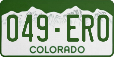 CO license plate 049ERO