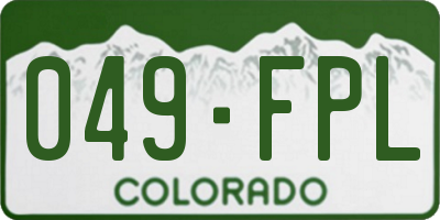 CO license plate 049FPL