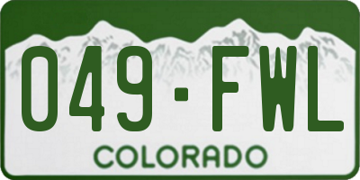 CO license plate 049FWL