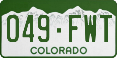 CO license plate 049FWT