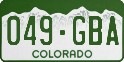 CO license plate 049GBA