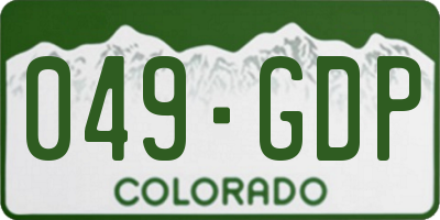CO license plate 049GDP