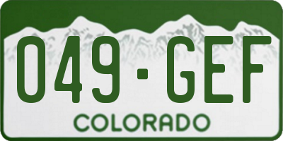 CO license plate 049GEF