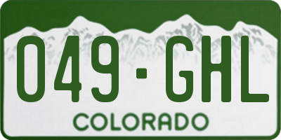 CO license plate 049GHL