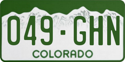 CO license plate 049GHN