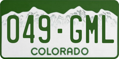 CO license plate 049GML