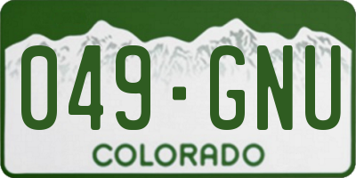 CO license plate 049GNU