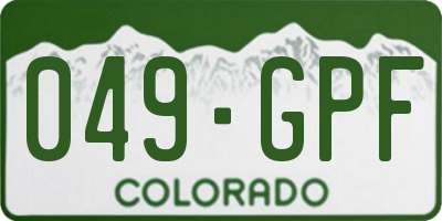 CO license plate 049GPF