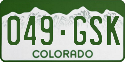CO license plate 049GSK