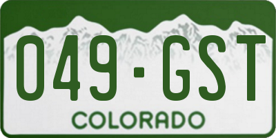 CO license plate 049GST