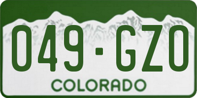 CO license plate 049GZO