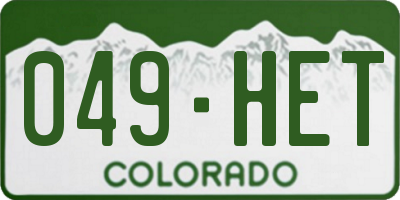 CO license plate 049HET