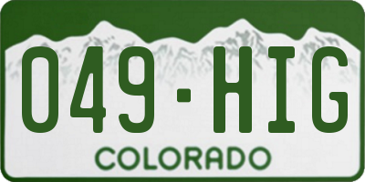 CO license plate 049HIG