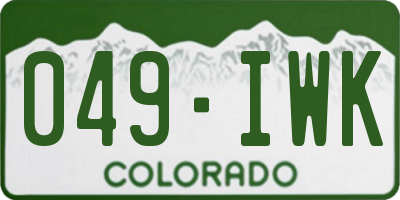 CO license plate 049IWK