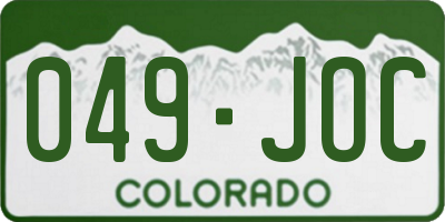 CO license plate 049JOC
