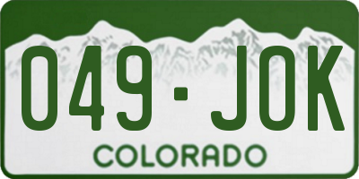 CO license plate 049JOK