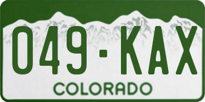 CO license plate 049KAX
