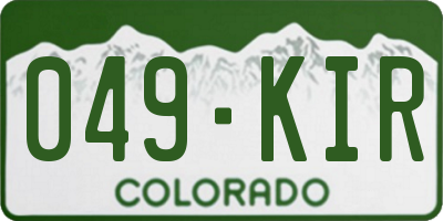 CO license plate 049KIR