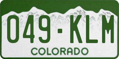CO license plate 049KLM