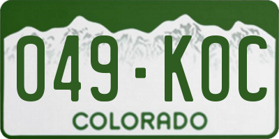 CO license plate 049KOC